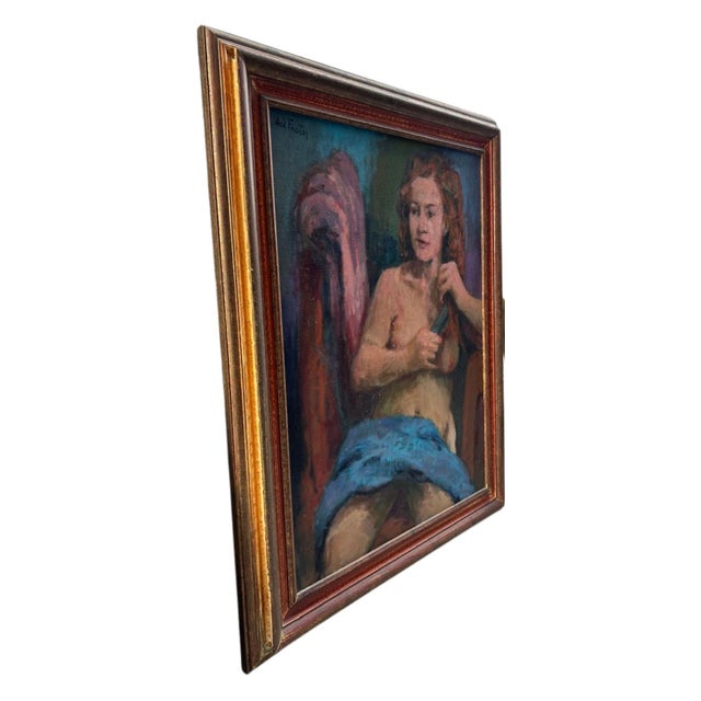 1950s Vintage Framed Acrylic Painting of Nude, Signed Hal Frater For Sale - Image 5 of 12