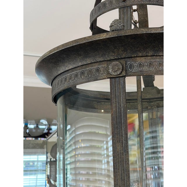 Large Louis XVI Style Bronze and Iron 6-Light Hanging Lantern For Sale - Image 9 of 10