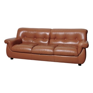 Italian Three-Seater Leather Sofa, 1970s For Sale