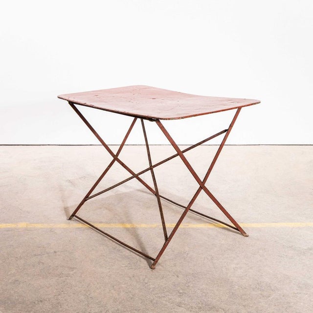 Metal Vintage French Rectangular Metal Folding Dining Table, 1950s For Sale - Image 7 of 7