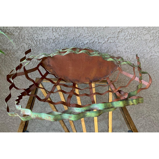 Rustic Chic Late 20th-Century Whimsical Crimped Steel Planter Basket For Sale - Image 12 of 18