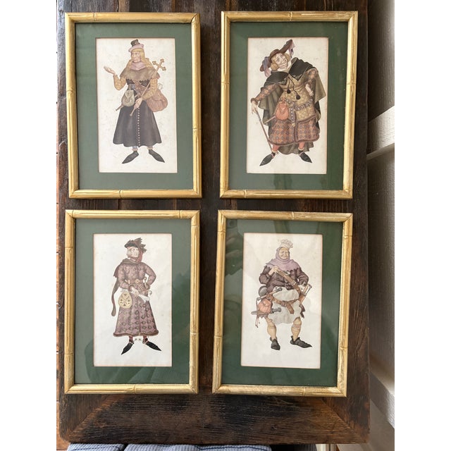 Gothic Set of 4 English Vintage “Canterbury Tale” Matted Prints With Gold Wooden Bamboo Frames for Cottage Core & English Cottage Style Decor - View Photos For Sale - Image 3 of 8