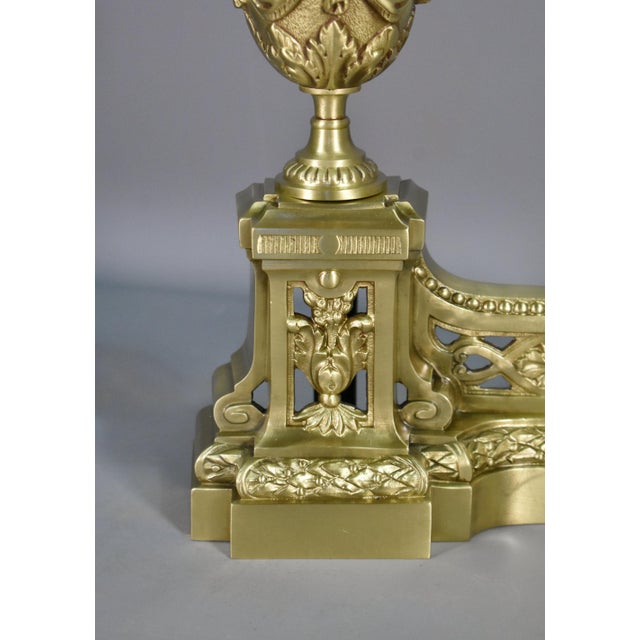 Traditional Napoleon III French Fire Dogs in Bronze, 19th Century, Set of 2 For Sale - Image 3 of 14