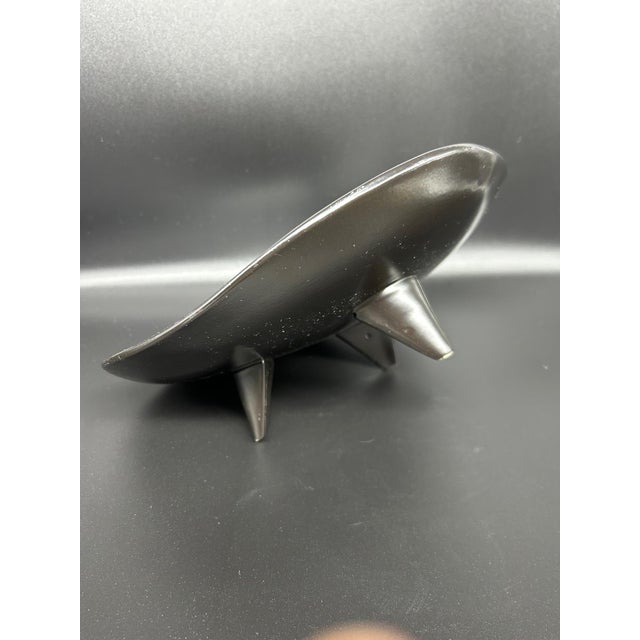 Mid-Century Modern Black Ceramic Bowl, 1950s For Sale - Image 3 of 8