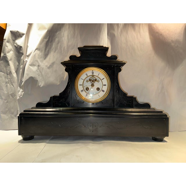 19th Century Large French Stone Mantel Clock With Open Escapement For Sale In Los Angeles - Image 6 of 11