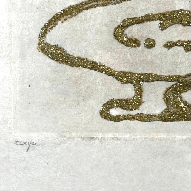 1970s Dali Les Amours Jaunes Duel W/Camelias H/Sign Etching + Gold Flakes Surreal Art For Sale - Image 4 of 5