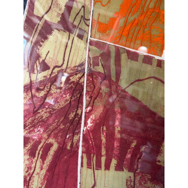 1970's Carol Dueno Mixed Media Modernist Abstract Painting, Framed For Sale - Image 13 of 13