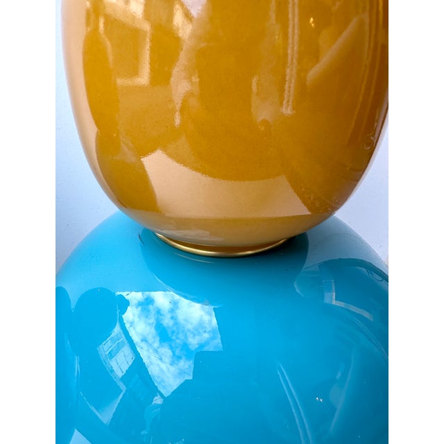 Contemporary Pair of Brass and Colored Bulb Murano Glass Lamps, Italy For Sale - Image 10 of 12