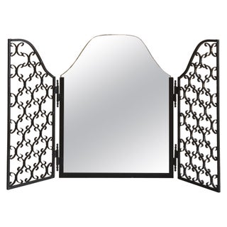 20th Century French Wrought Iron Table Mirror For Sale