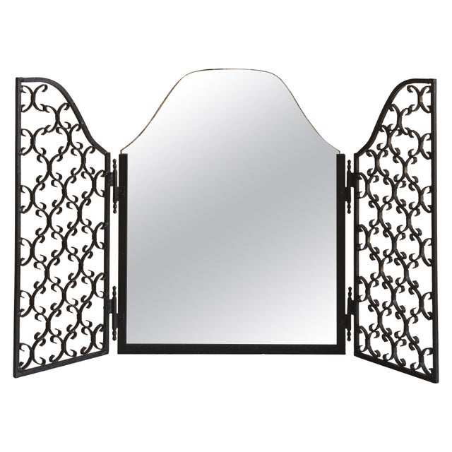 20th Century French Wrought Iron Table Mirror For Sale