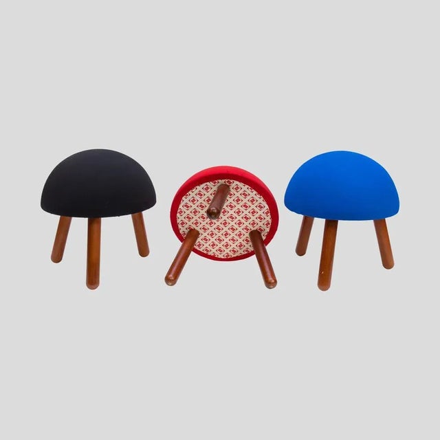 Mushroom Shaped Stools, 1980s, Set of 3 For Sale - Image 3 of 7