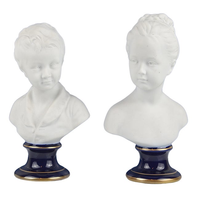 After Houdon, Brongniart Children Busts, 1950s, Porcelain, Set of 2 For Sale