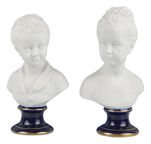 After Houdon, Brongniart Children Busts, 1950s, Porcelain, Set of 2