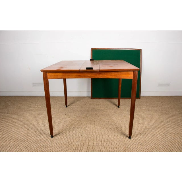 Danish Teak and Felt Games Table by Carlo Jensen for Hundevad & Co, 1958 For Sale - Image 10 of 17