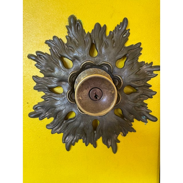 Original mid-century solid brass architectural escutcheon door backplate. I have two available. They are priced...
