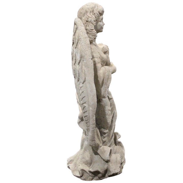 Religious Vintage Cast Stone Angel Figurine, Mid-20th Century For Sale - Image 3 of 5
