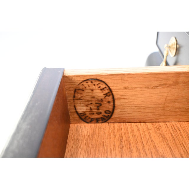 Kittinger Ebonized Mahogany & Burl Wood Writing Desk / Console | Newly Refinished For Sale - Image 15 of 15