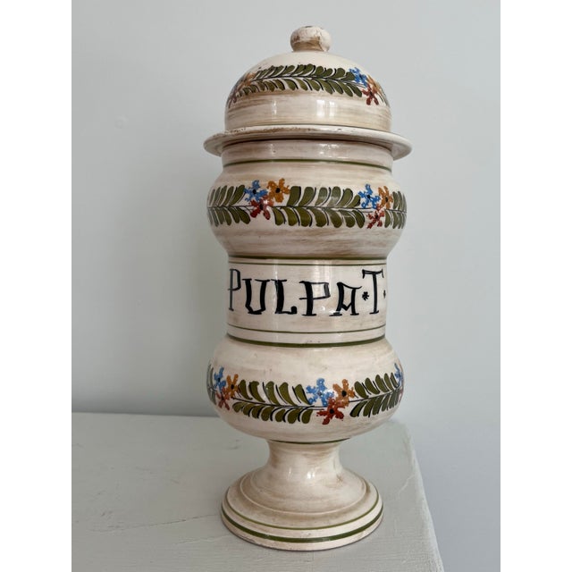 Rustic European Mid-20th Century Italian Hand-Painted "Pulpa T" Apothecary Jar For Sale - Image 3 of 9