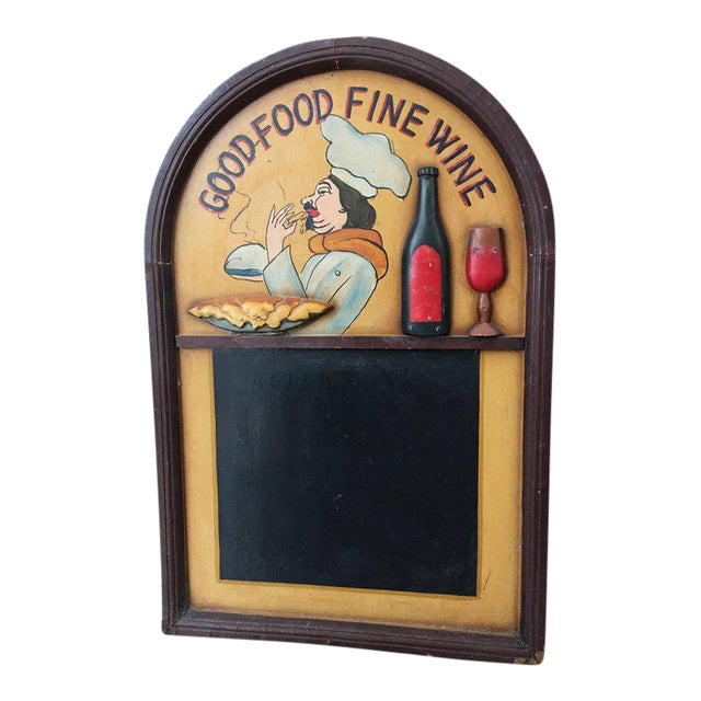 Vintage Oak Hotel Black Board or Menu Board with Relief For Sale