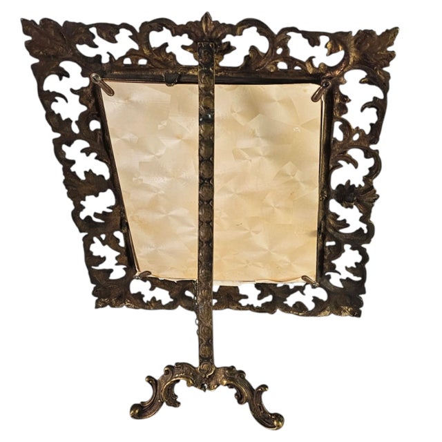 Bronze Gilt Picture Frame Gold Table Top Easel 14.5" For Sale - Image 9 of 9