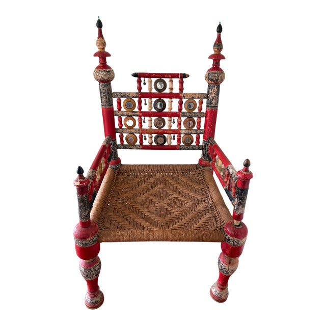 Antique Asian Hand-Carved Wedding Chair Set, 1800s For Sale