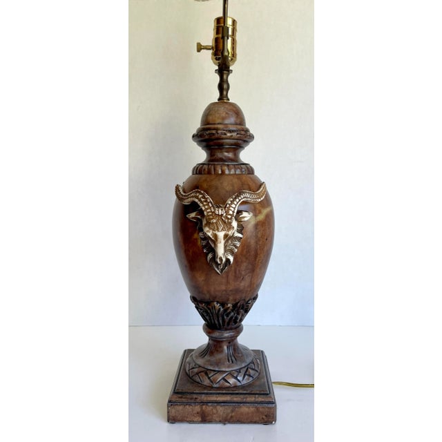 Mid 20th Century Traditional Ram Head Carved Alabaster Marble Urn Lamp For Sale - Image 12 of 13