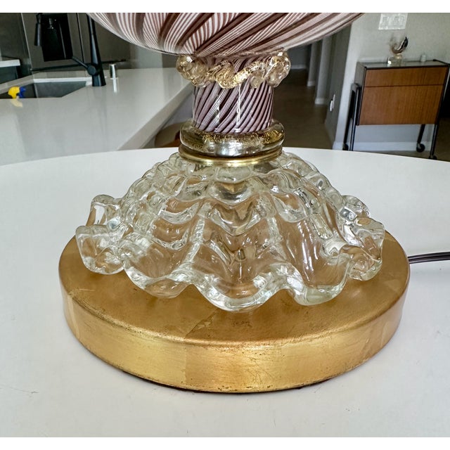 Amethyst Mid Century Aventurine Filigrana Dino Martens Murano Table Lamp For Sale - Image 8 of 17