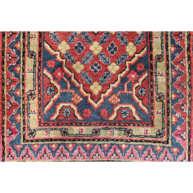Antique Khotan Runner in Deep Indigo, Rust Red, and Soft Yellow Tones For Sale In Atlanta - Image 6 of 14