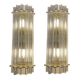 Trihedral Murano Glass Sconces by Murano, Set of 2 For Sale