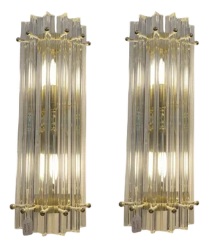 Trihedral Murano Glass Sconces by Murano, Set of 2