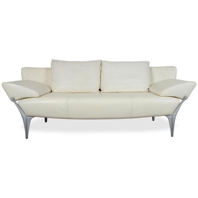 Leather Two-Seater Cream White Manual Function 1600 Sofa from Rolf Benz For Sale - Image 15 of 15