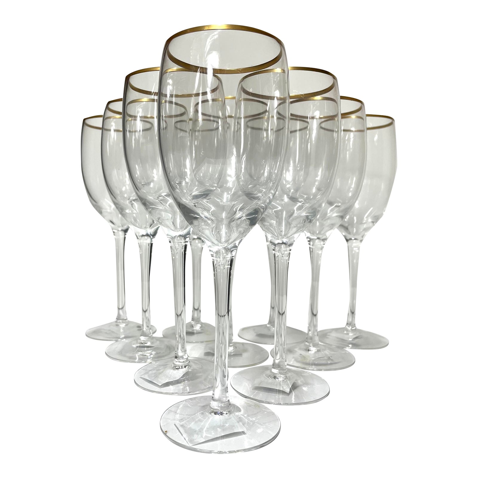 1980s Traditional Lenox Gold Rim Crystal Wine Glasses Set of 10 Chairish