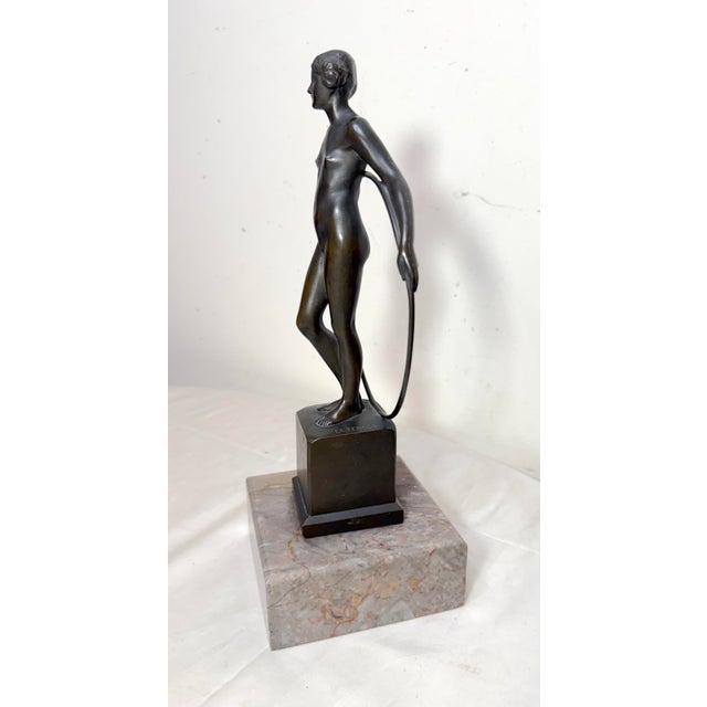 Antique Artur Berger Dresden Germany Nude Lady With Ring Bronze Statue Sculpture For Sale - Image 13 of 16