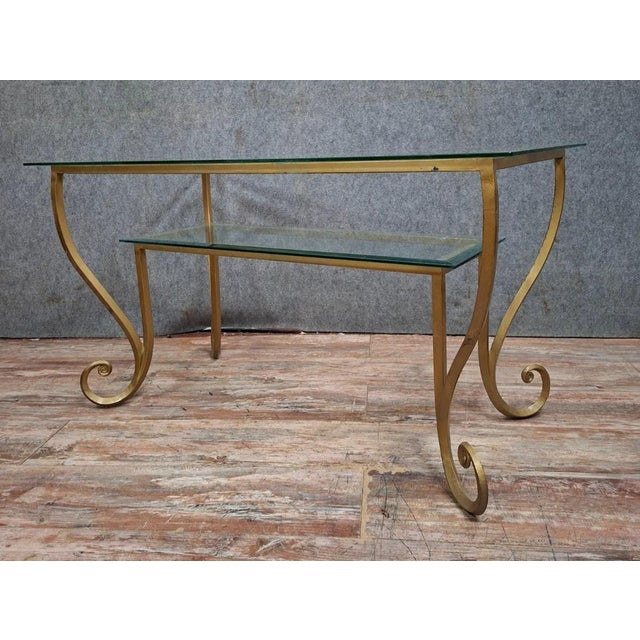 Coffee Table in Brass and Engraved Glass in the style of Mjansen, 1970s For Sale - Image 6 of 6