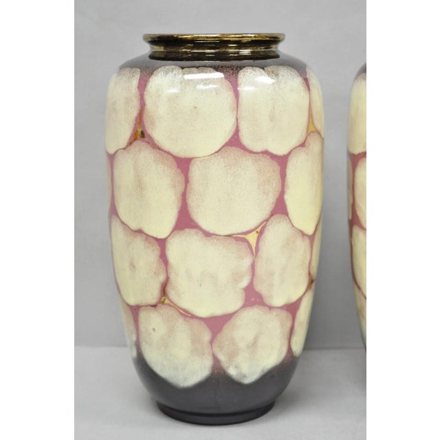 Mid-Century Modern Mid Century Modern Carstens Tönnieshof Tortoise Shell 15" Pottery Vase - A Pair For Sale - Image 3 of 14