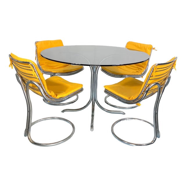 Vintage Space Age Dinner Table and Chairs in the style of Gastone Rinaldi, 1960s, Set of 5 For Sale