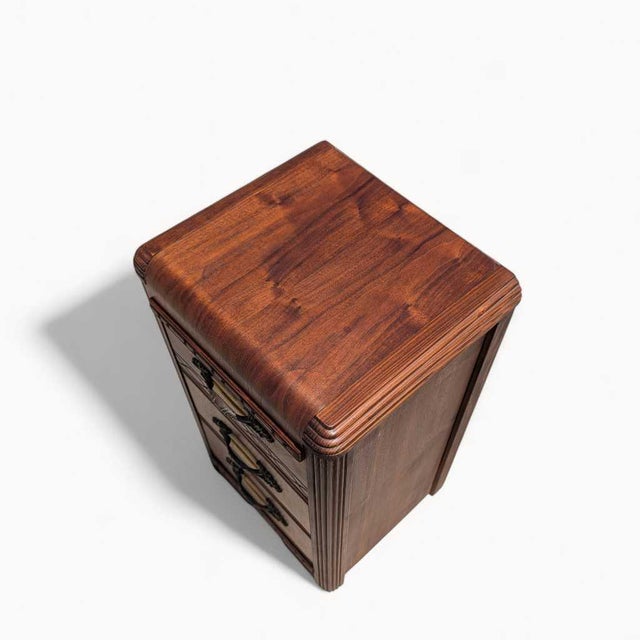 1930s 1930s Art Deco Waterfall Three-Drawer Nightstand For Sale - Image 5 of 14