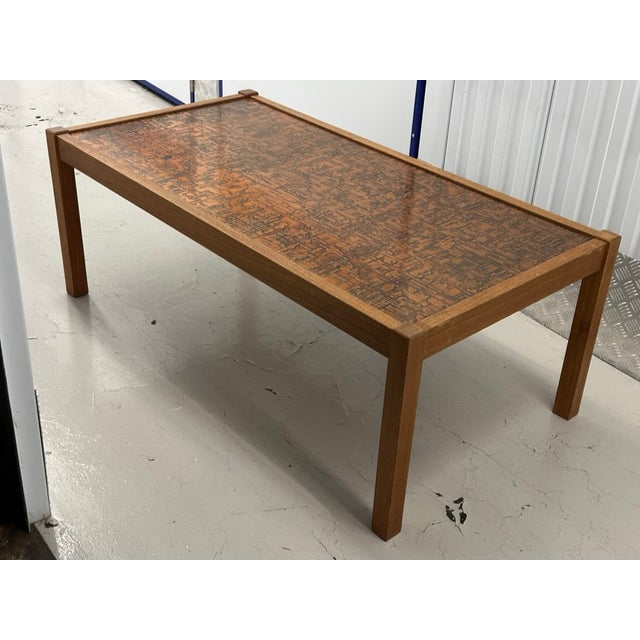 Beige Vintage Brutalist Coffee Table with Copper Inlay Top, 1960s For Sale - Image 8 of 14