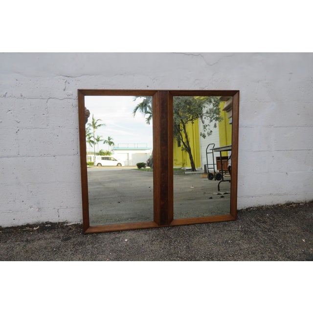 Wood Mid Century Modern Large Vanity Dresser Bathroom Wall Mirror 6243 For Sale - Image 7 of 18