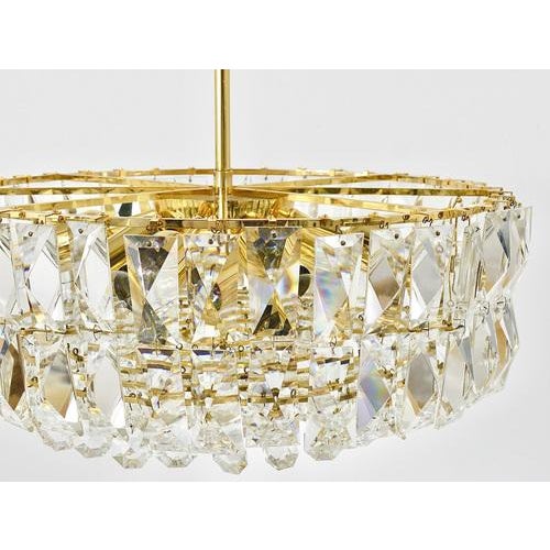Large Gilt Brass and Crystal Glass Chandelier from Bakalowits & Söhne, 1970s For Sale - Image 4 of 18