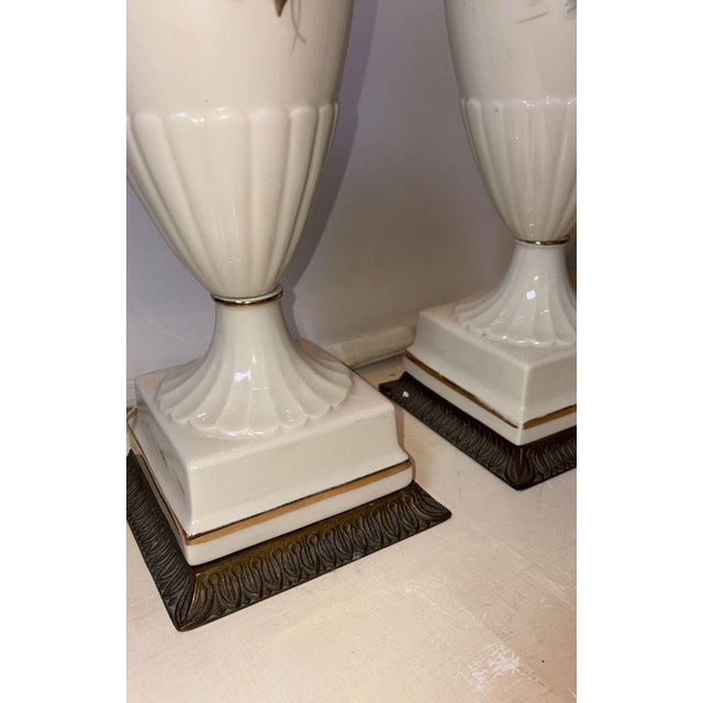 Italian Antique Italian Floral Urn/Trophy Lamps - a Pair For Sale - Image 3 of 5