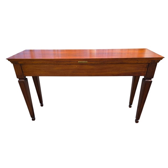 1990s Ethan Allen Mahogany Carved French Regency Sofa Hall Table Console Woven Cane For Sale - Image 10 of 18