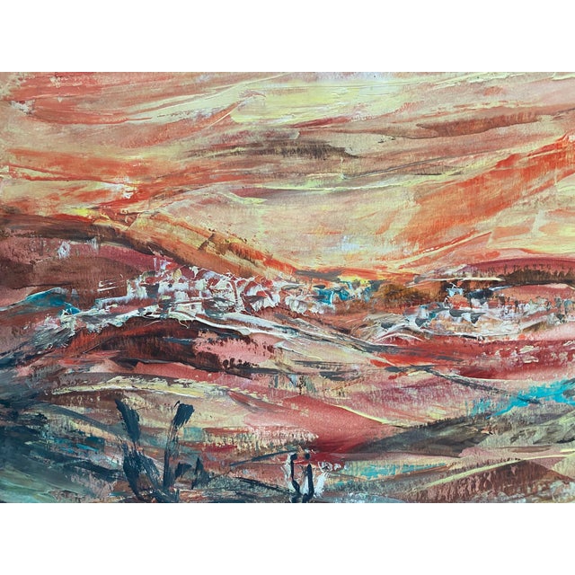 Modern Zvi Adler, Hungarian Israeli Large Landscape Painting of Judean Hills, Jerusalem, Israel For Sale - Image 3 of 8