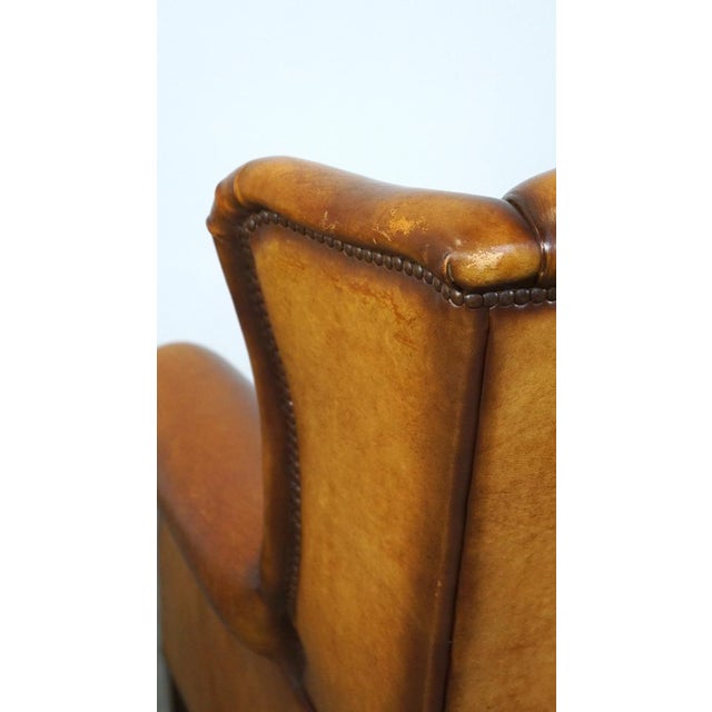 Leather Wing Chair with Great Patina For Sale - Image 11 of 12