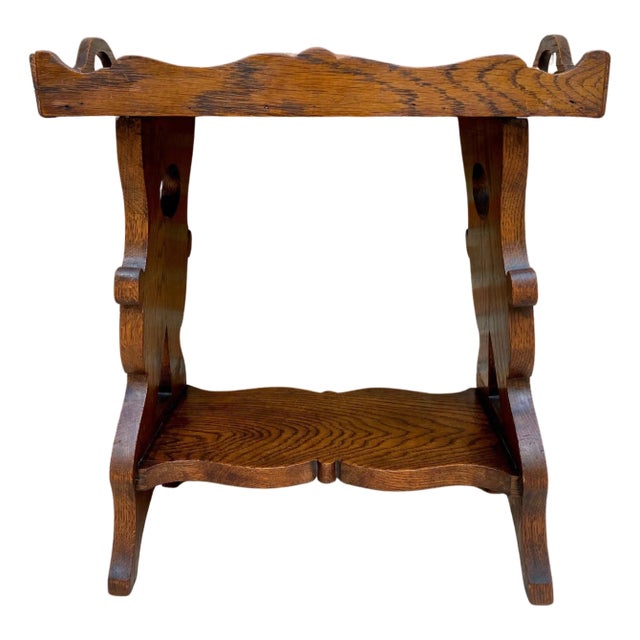 Early 20th Century French Hand-Carved Oak Trolley Bar, 1920s For Sale