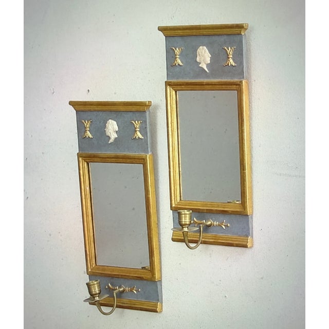 Twin Mirror with Candleholder, 1890s, Set of 2 For Sale - Image 4 of 4