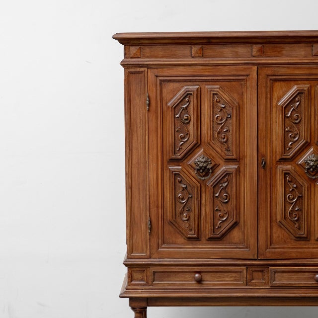 Vintage Carved Wooden Sideboard, 1940s For Sale - Image 4 of 12