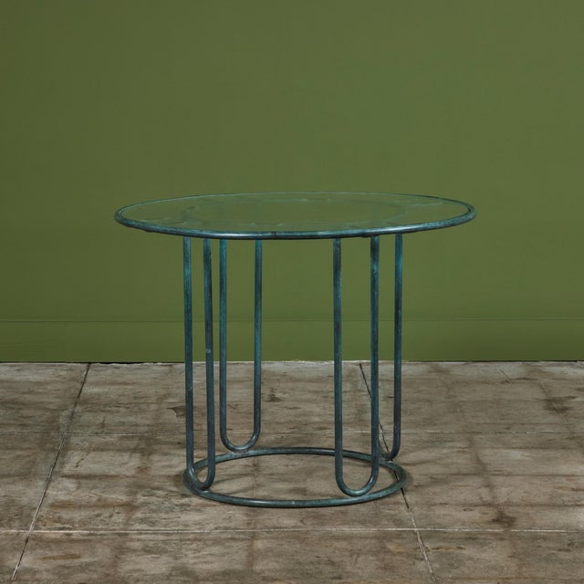 1960s Walter Lamb for Brown Jordan Bronze Patio Cafe Dining Table, Attributed For Sale In Los Angeles - Image 6 of 12