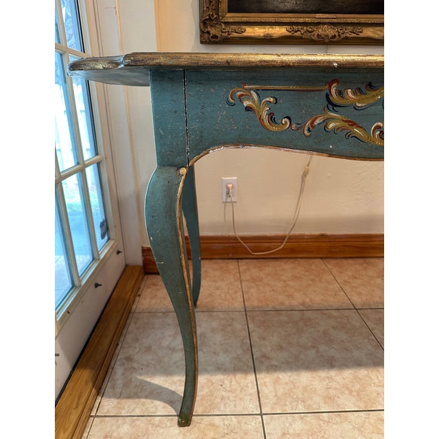 Vintage Bavarian Baroque Style Hand Painted Table Writing Desk For Sale - Image 9 of 18