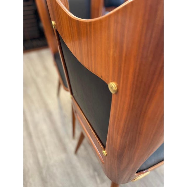 Italian Wooden Chairs in Leather and Brass, 1950s, Set of 6 For Sale - Image 15 of 18